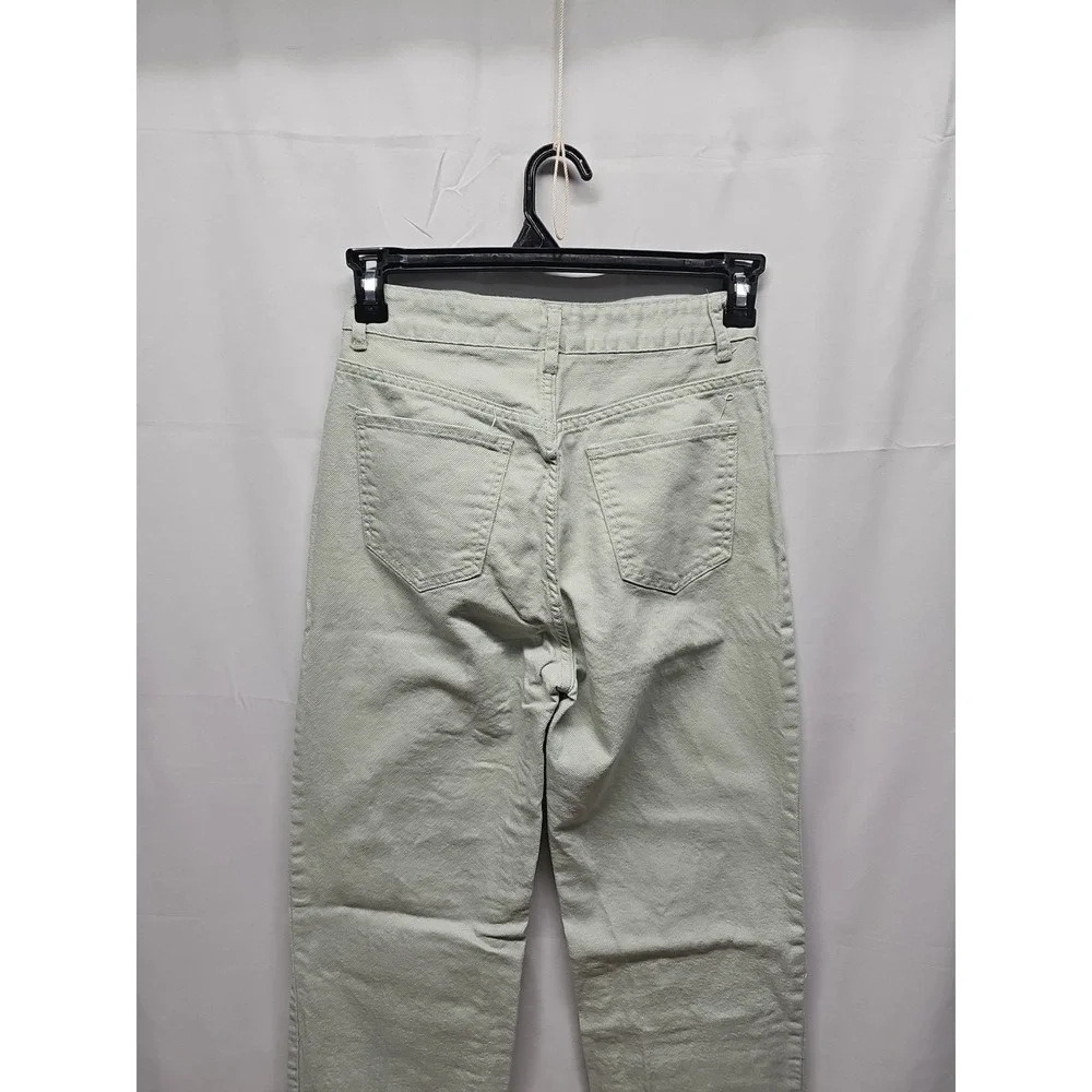 Song Womens Ivory Wide Leg Button Fly Light Teal Denim Jeans Sz 5‎